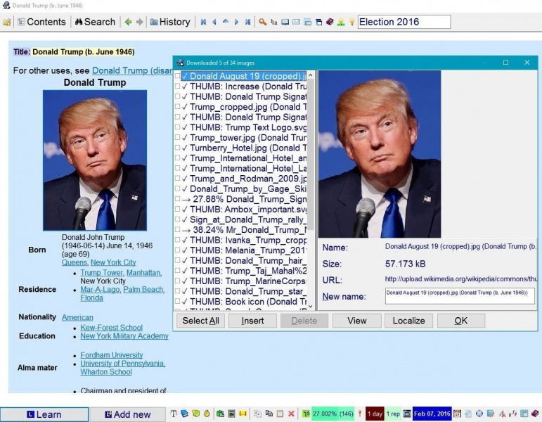 SuperMemo: Download images dialog box makes it possible for you to get images embedded in local pages imported from the net and put them to the image registry