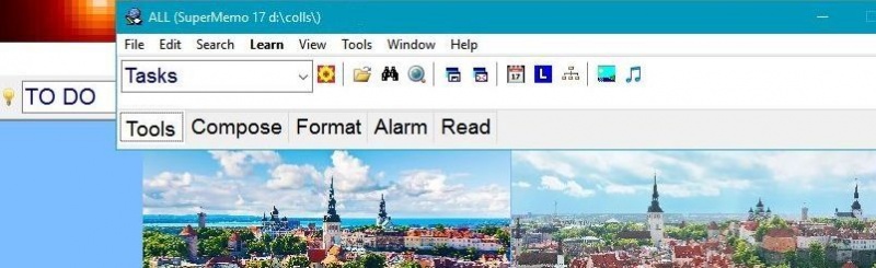 SuperMemo: Main menu and Toolbar dock